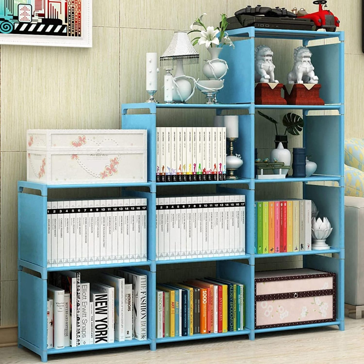 Fashion living room furniture portable cloth bookshelf/book shelf/book storage