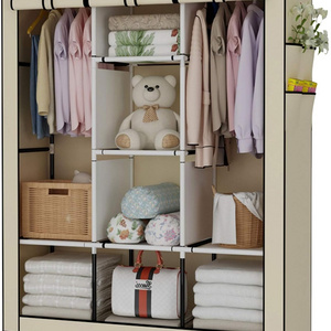 Portable Clothes Closet with 3 Drawers Boxes Closet Organizer Wardrobe Clothes Storage Rack for Home Bedroom