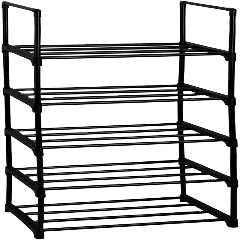 Home 4 Tier Portable Display For Living Room With Handles Shoe Rack Storage Metal