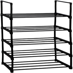 Home 4 Tier Portable Display For Living Room With Handles Shoe Rack Storage Metal