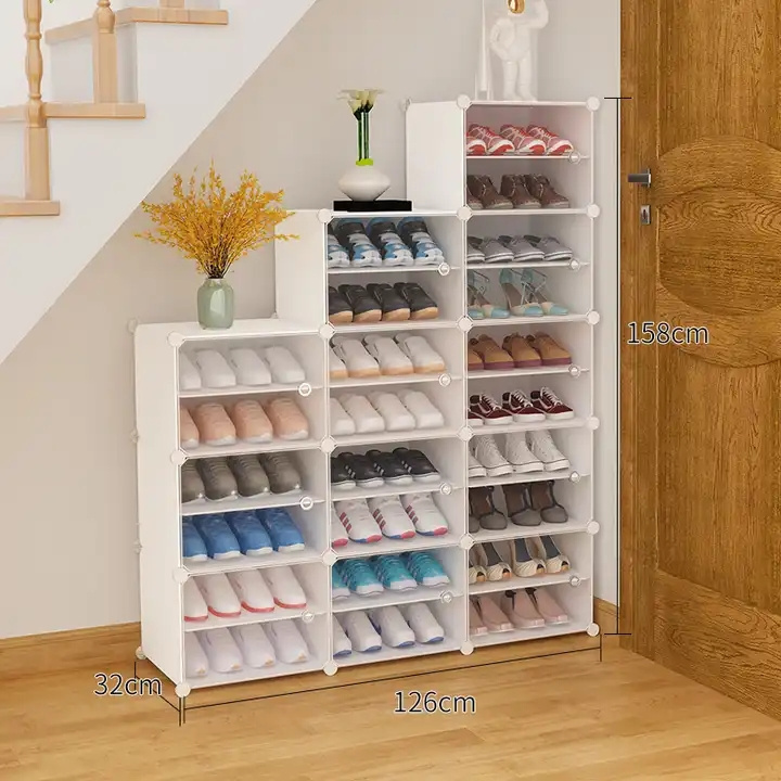 360 rotating shoe racks online Plastic Modular Storage Closet Organizer Cabinet Shoe Rack Cube