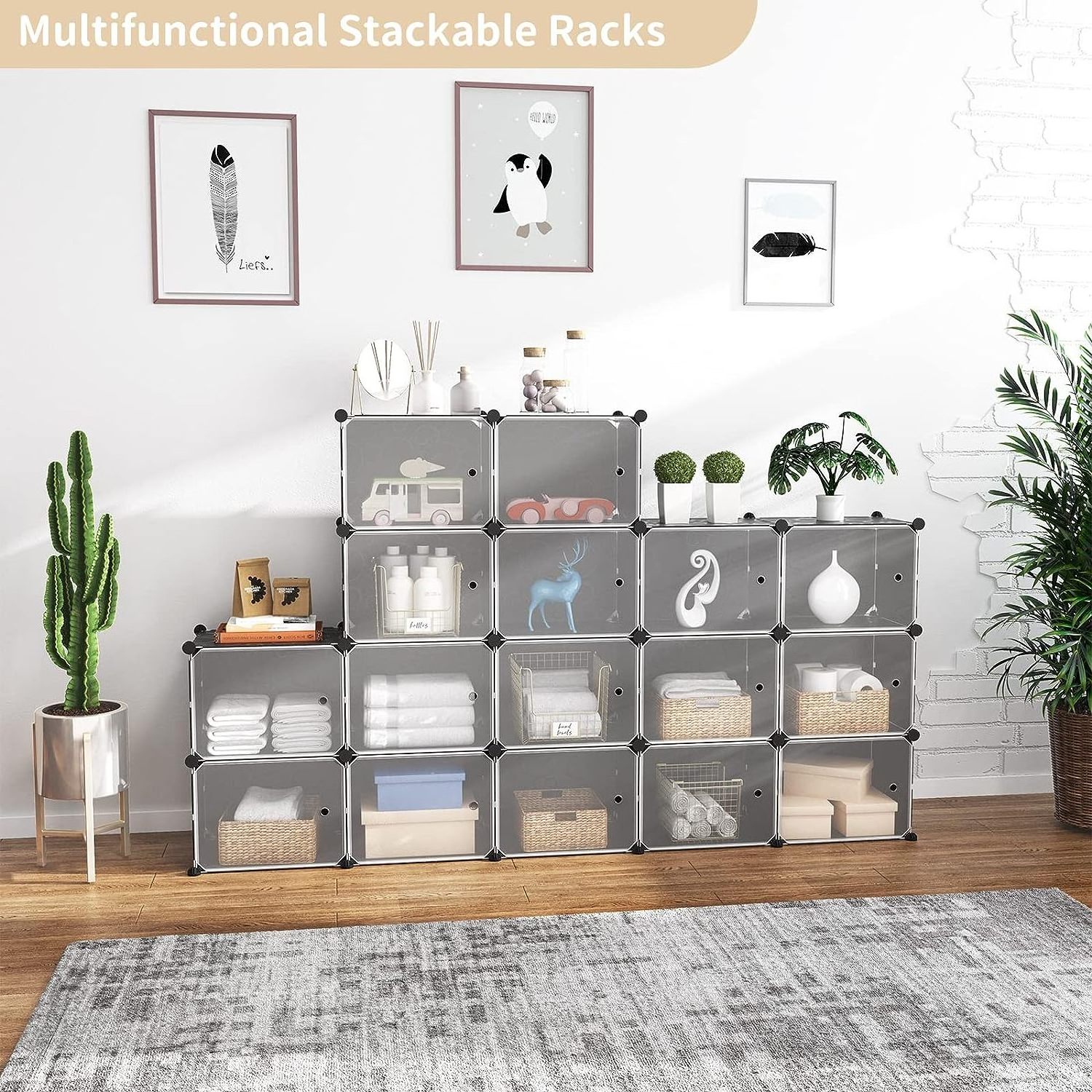 Plastic Cube Storage 6-cube Closet Organizer Storage Shelves Cubes Organizer Diy Plastic Closet Cabinet Modular Book Shelf Organ