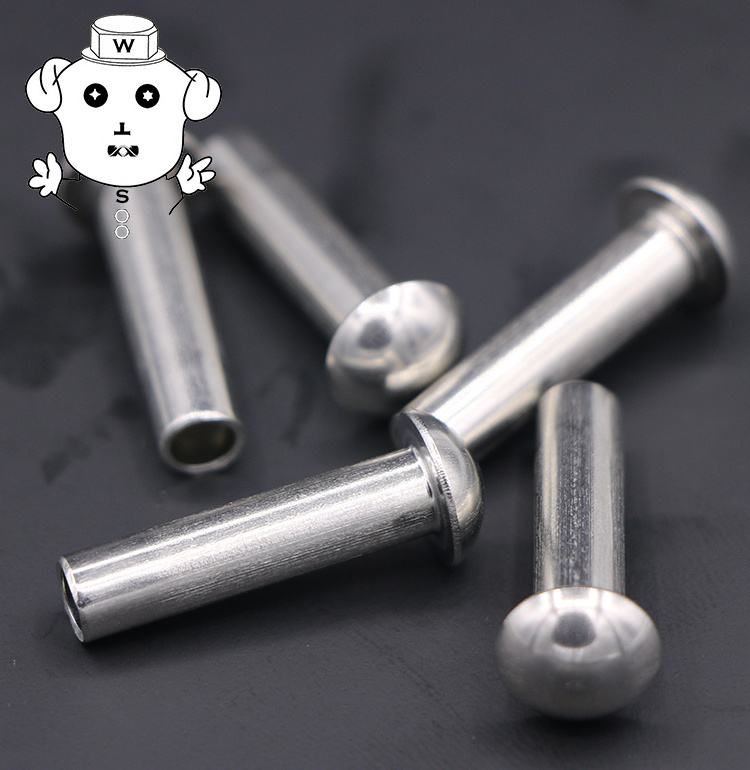 Stainless Steel SS304 Round Head 5mm/6mm Diameter Semi-Tubular Rivets