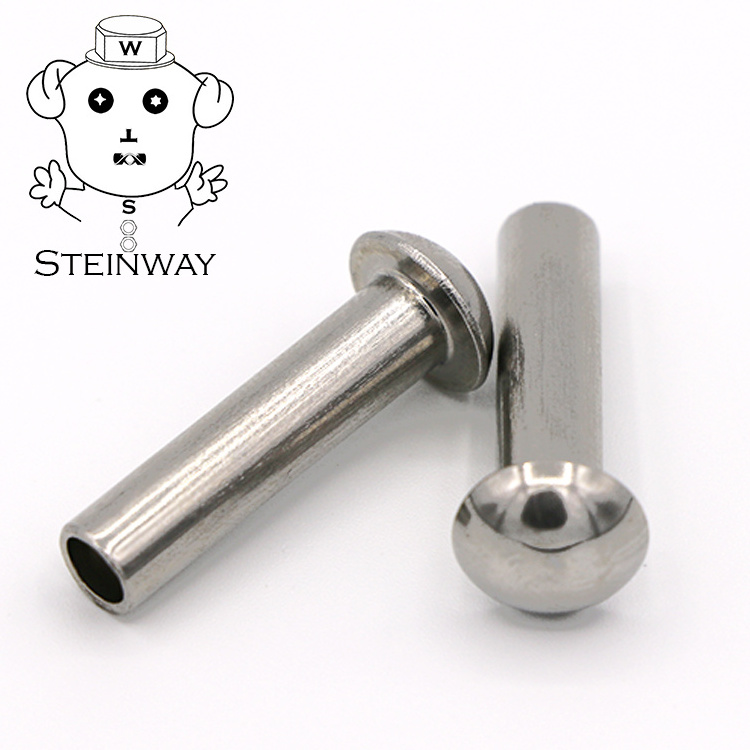 Stainless Steel SS304 Round Head 5mm/6mm Diameter Semi-Tubular Rivets