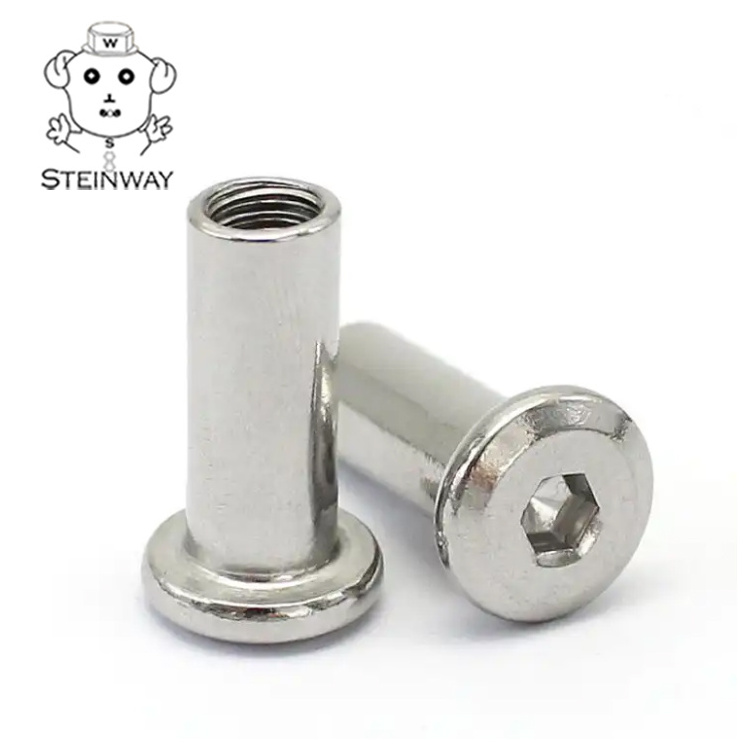 Hex Socket Flat Chamfered Head Fittings for Wood Furniture Stainless Steel Chicago Screw Screws