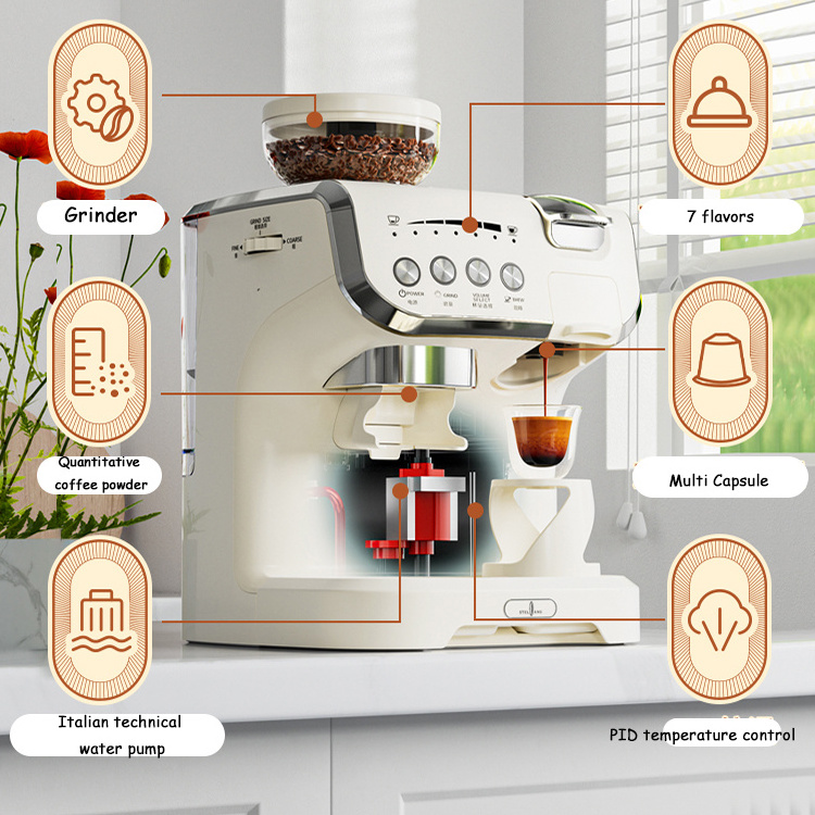 Foshan Shunde Stelang Electric Coffee Maker 19Bar 3In1 Semi Automatic Multi Capsule Coffee Machine