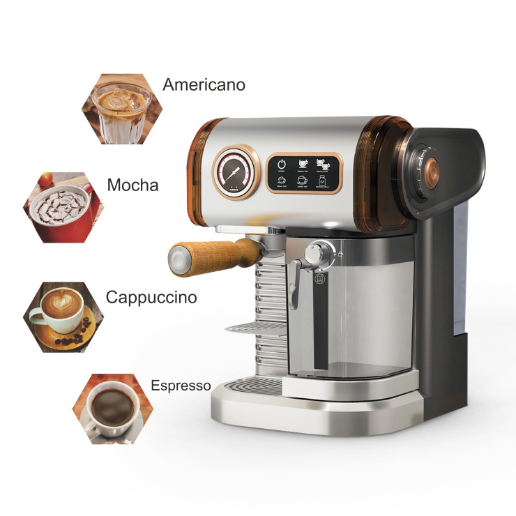 Wholesale italian professional 2in1 single cup semi automatic espresso coffee maker machine with milk tank