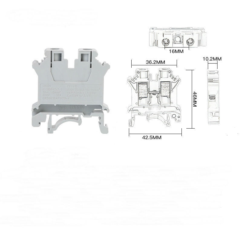 UK-10N High Quality screw mounted fixed terminal block/din rail terminal block