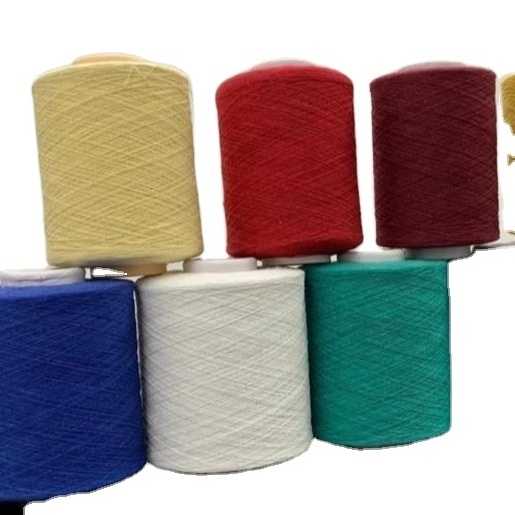 Eco Friendly yarn knitting and weaving Competitive price dope dyed 20s/1 regenerated cotton polyester blended for carpet socks