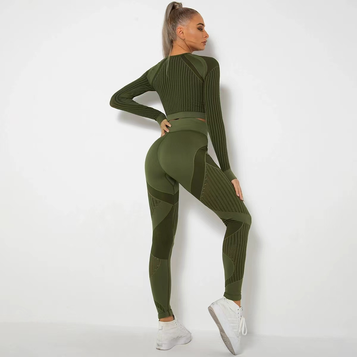 Hollow out Activewear Manufacturers OEM ODM Custom Wholesale Fitness Clothing Gym Ribbed Seamless Yoga Sets Fitness Women