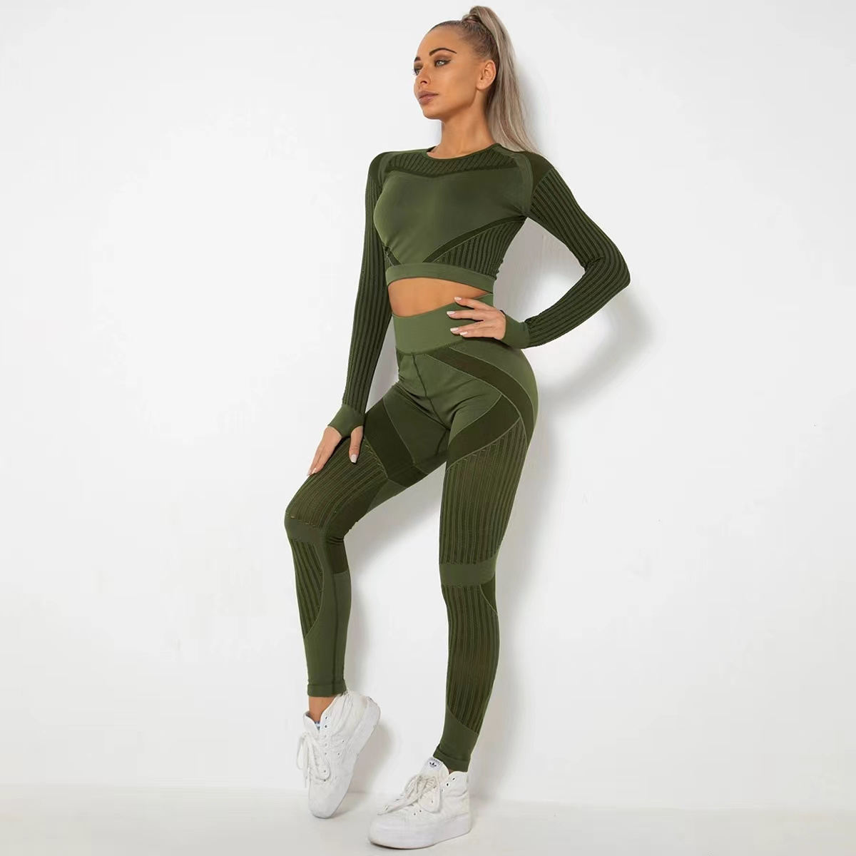 Hollow out Activewear Manufacturers OEM ODM Custom Wholesale Fitness Clothing Gym Ribbed Seamless Yoga Sets Fitness Women