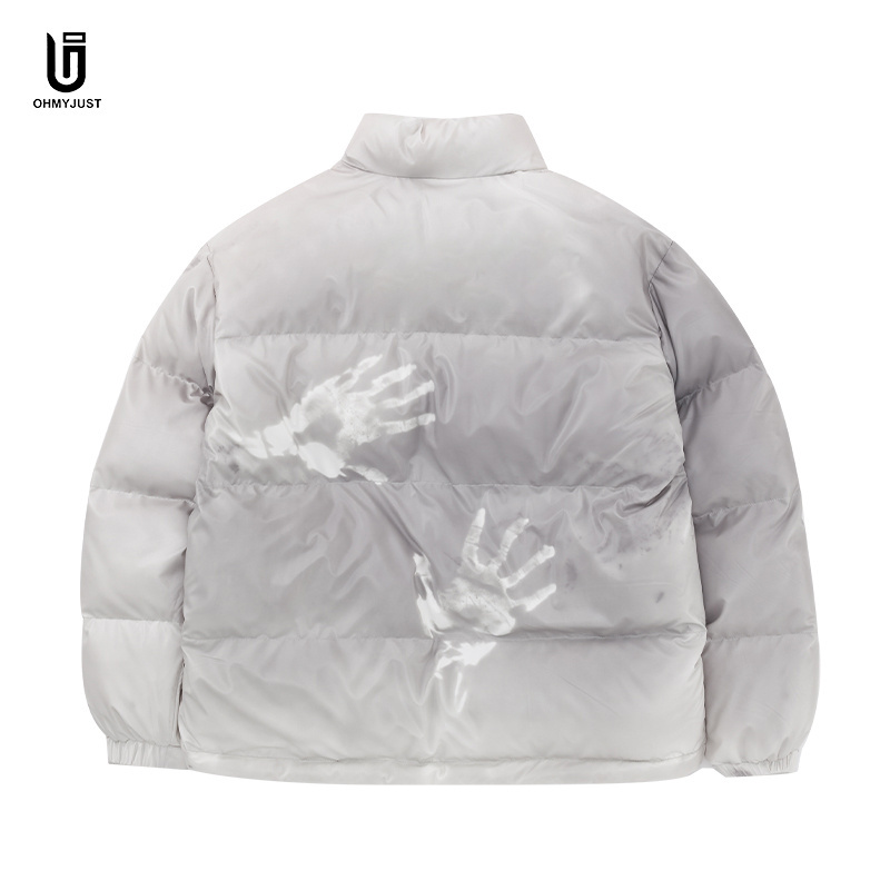 Temperature Changed Color Men Puffer Jackets Customized Logo Quilted Cotton Filler Down Coat Winter Warm essentials Down Jackets