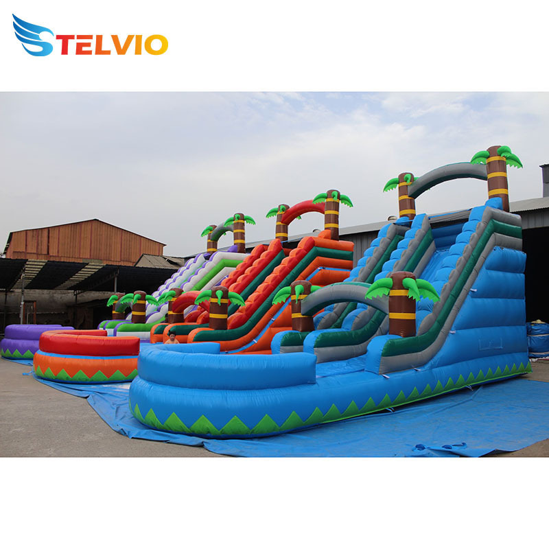 Commercial Juegos inflables acuaticos tobogan jumping backyard bounce house waterslide inflatable water slide with pool