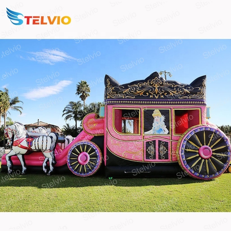 High quality cinderella carriage Popular inflatable castle slide combo bounce house jumping castle for rent