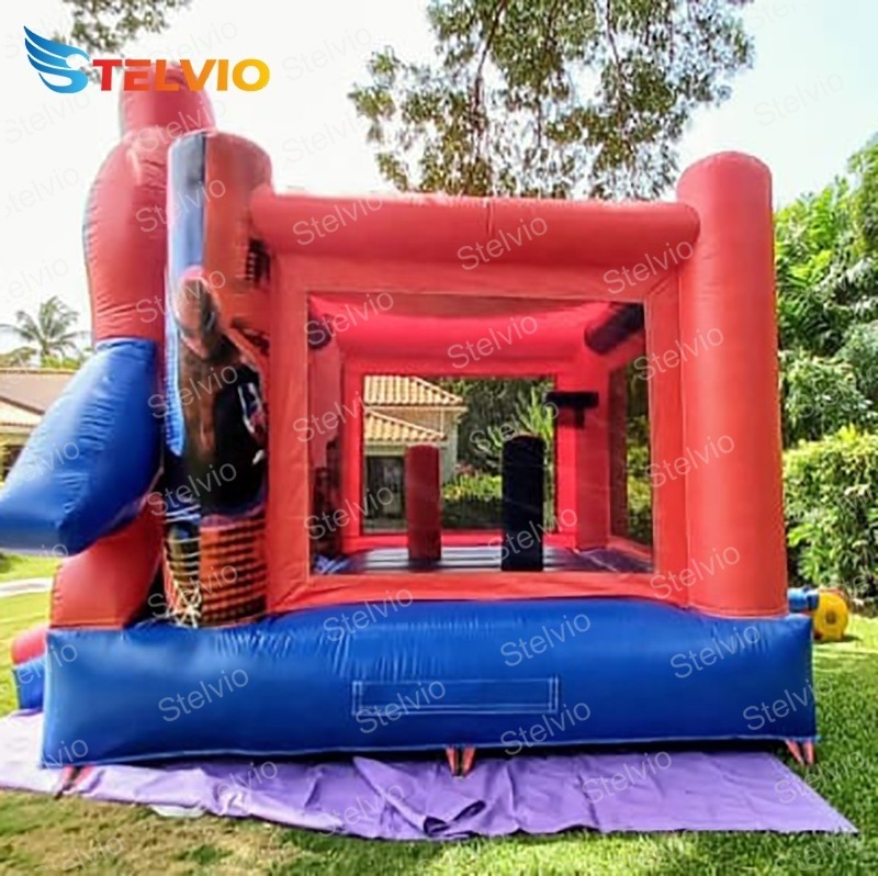 Outdoor Adult Kids Air Trampoline Bouncy Castle Spider Man with ball pit with slide