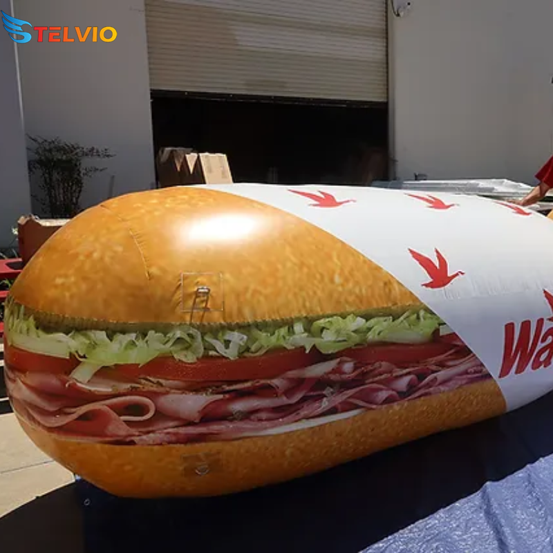 Oxford cloth high quality durable huge big inflatable bread hot dog hamburger model for blow up bread food model