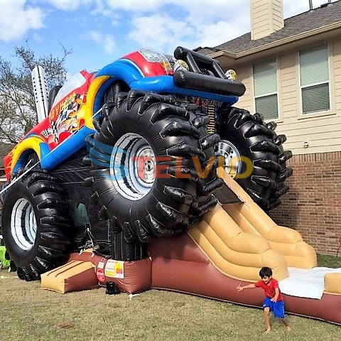 Inflatable Monster Truck Bouncer With Slide Bouncy Castle Tractor Cars Bounce House Slide Inflatable Outdoor