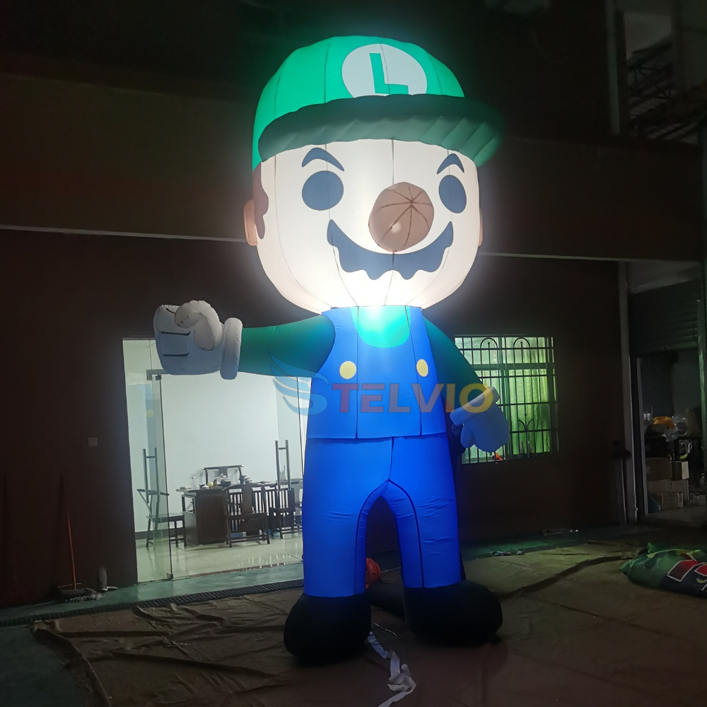 Inflatable Cartoon Character Super Mario Mascot Model for sale Inflatable Mascot with Light for Holiday Event