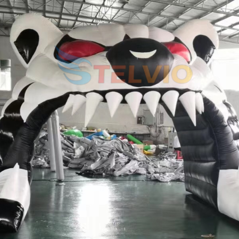 Giant inflatable tiger head mascot football tunnel custom animal sports entrance gate for event