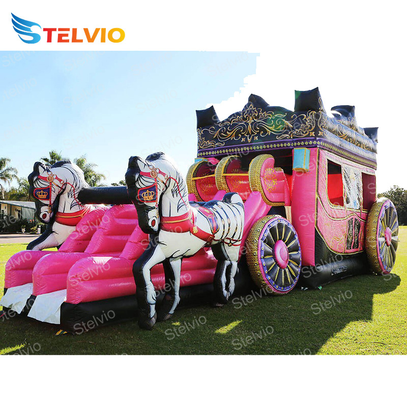 High quality cinderella carriage Popular inflatable castle slide combo bounce house jumping castle for rent