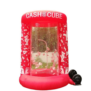 Super Funny Portable PVC Money Grabbing Machine Inflatable Cash Cube Inflatable Money Blowing Machine