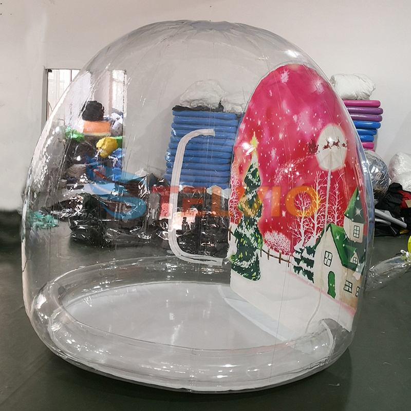 Advertising Inflatable 2m Christmas Inflatable Snow Ball Giant Inflatable Transparent Globe With Background