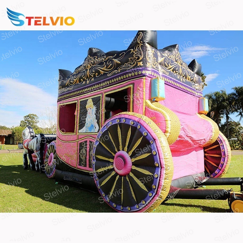 High quality cinderella carriage Popular inflatable castle slide combo bounce house jumping castle for rent