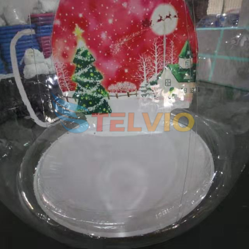 Advertising Inflatable 2m Christmas Inflatable Snow Ball Giant Inflatable Transparent Globe With Background