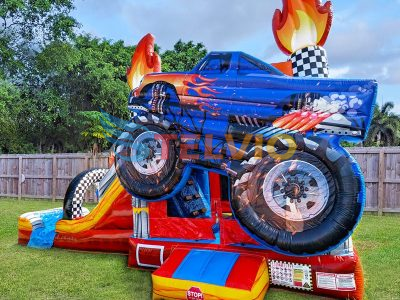 Inflatable Monster Truck Bouncer With Slide Bouncy Castle Tractor Cars Bounce House Slide Inflatable Outdoor