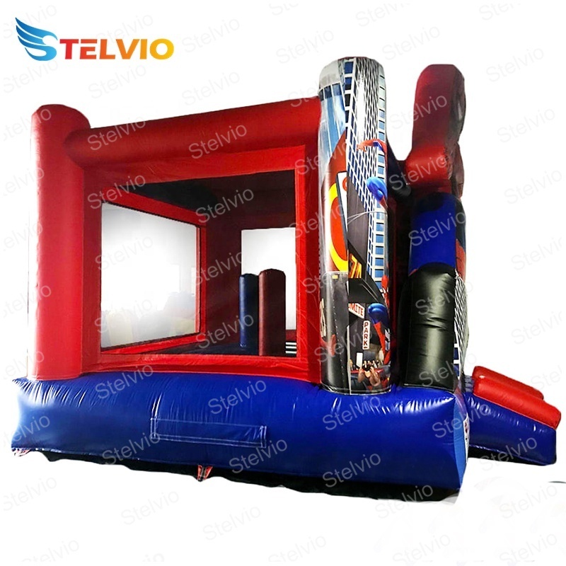 Outdoor Adult Kids Air Trampoline Bouncy Castle Spider Man with ball pit with slide