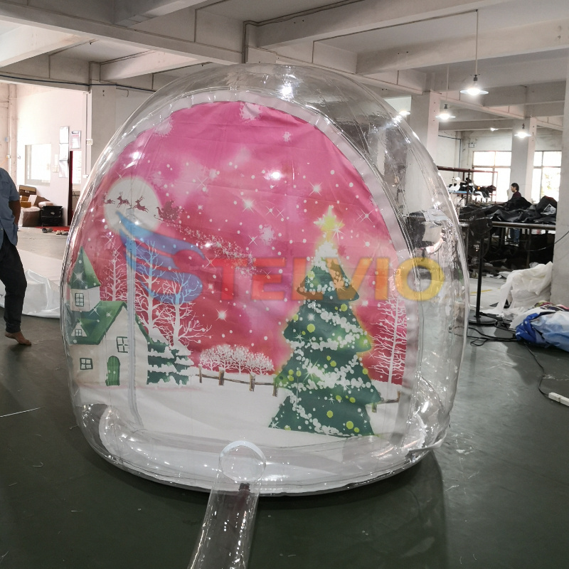 Advertising Inflatable 2m Christmas Inflatable Snow Ball Giant Inflatable Transparent Globe With Background