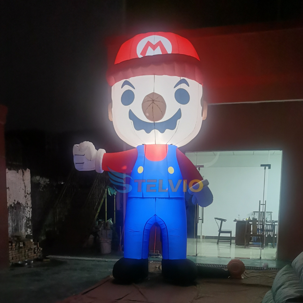 Inflatable Cartoon Character Super Mario Mascot Model for sale Inflatable Mascot with Light for Holiday Event