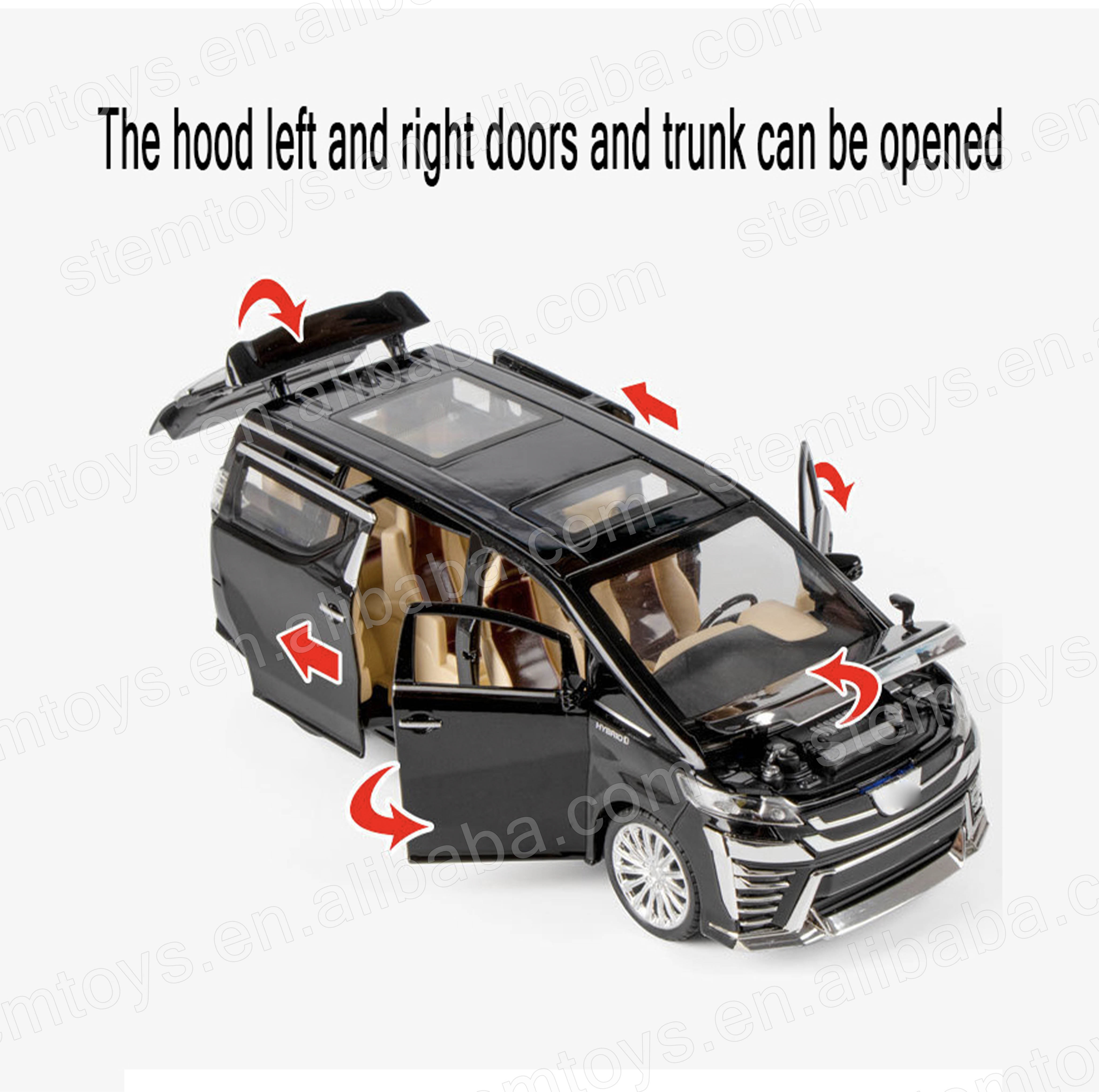 Hot sell 1:24 Vellfire Casting Alloy pull-back Car Model Metal mini car model with light and sound children