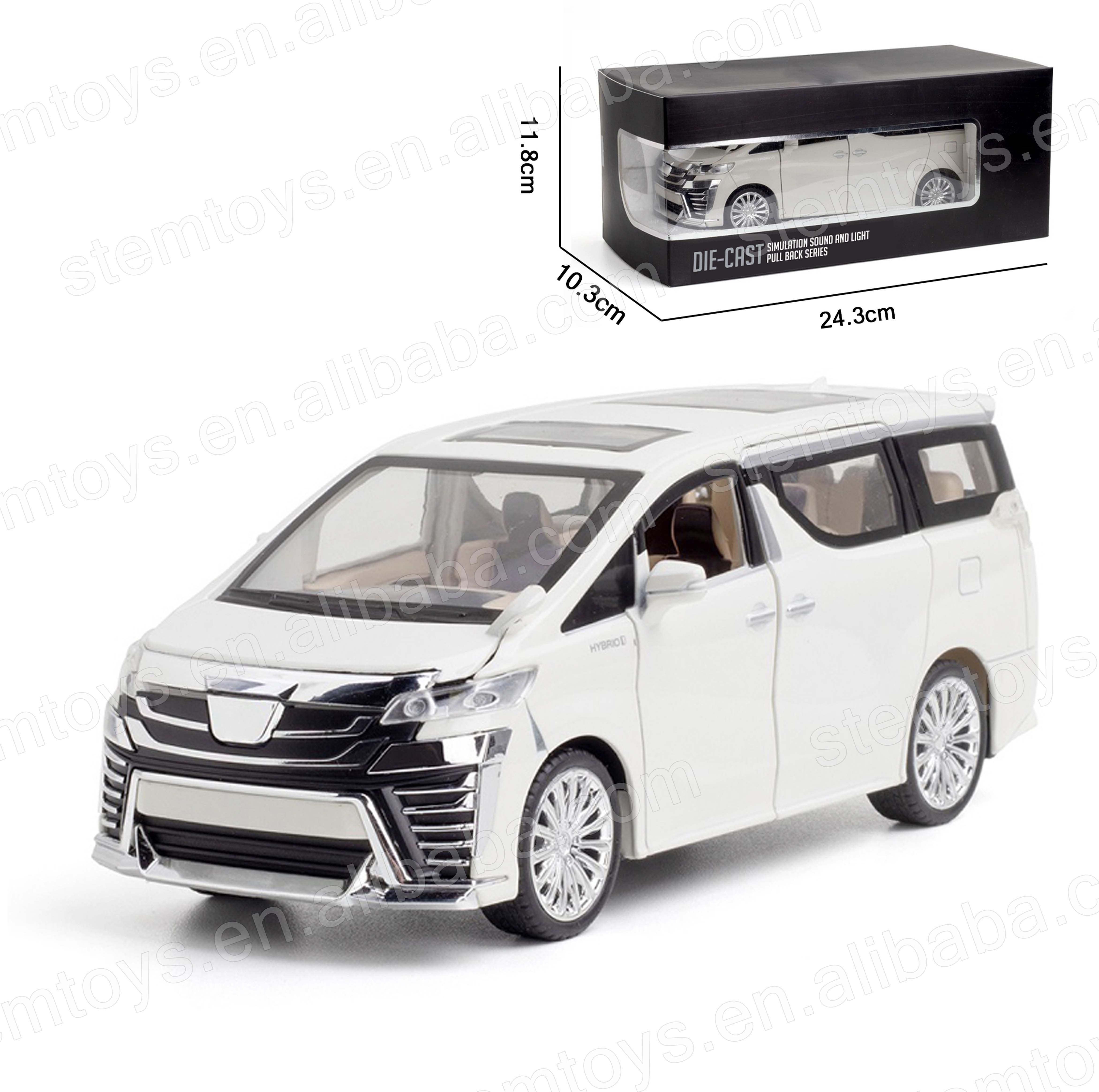 Hot sell 1:24 Vellfire Casting Alloy pull-back Car Model Metal mini car model with light and sound children