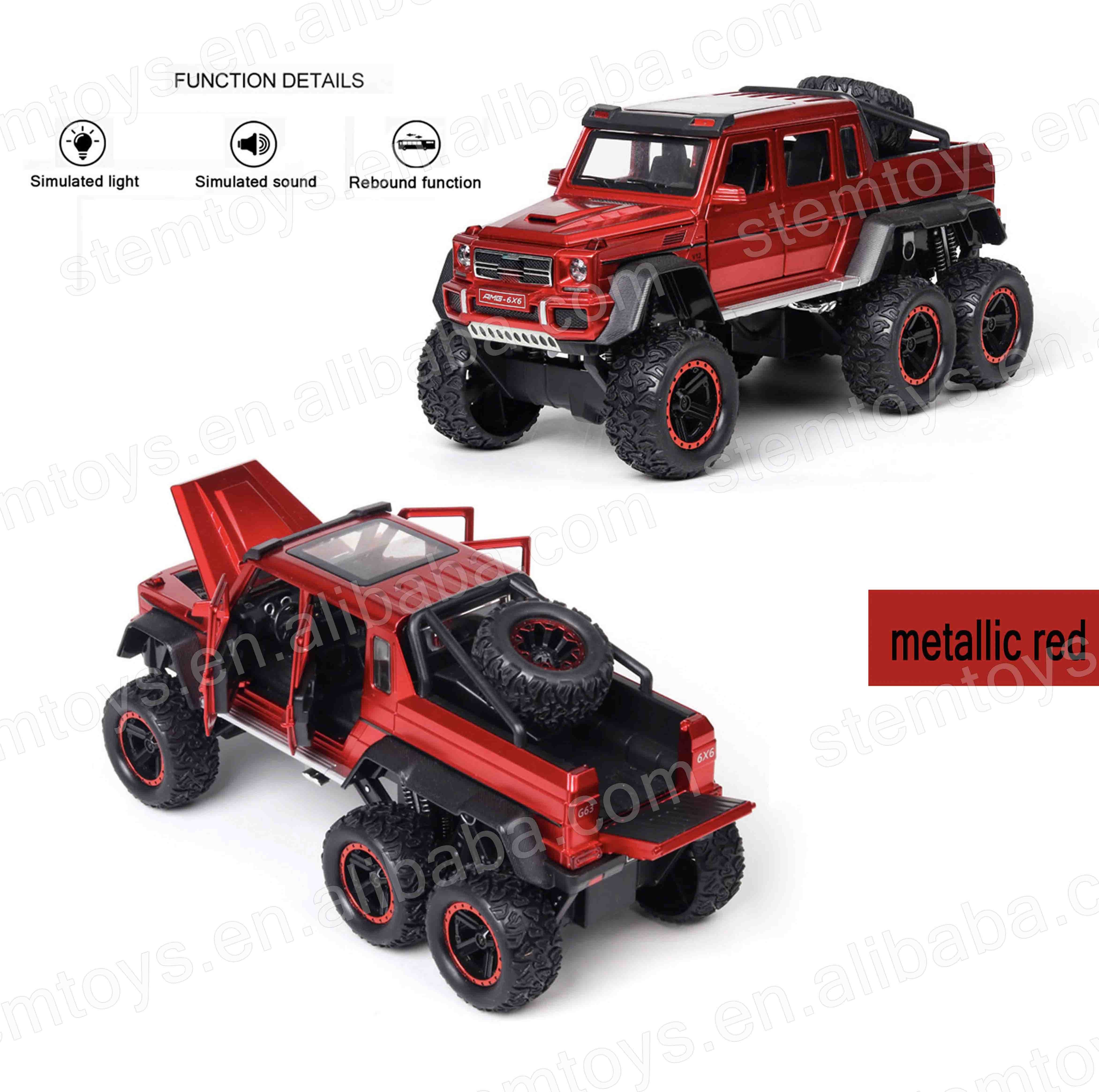 1:22  AMG G-Class 6*6 Casting Alloy Car Model mini car Metal pull-back car model with light and sound children