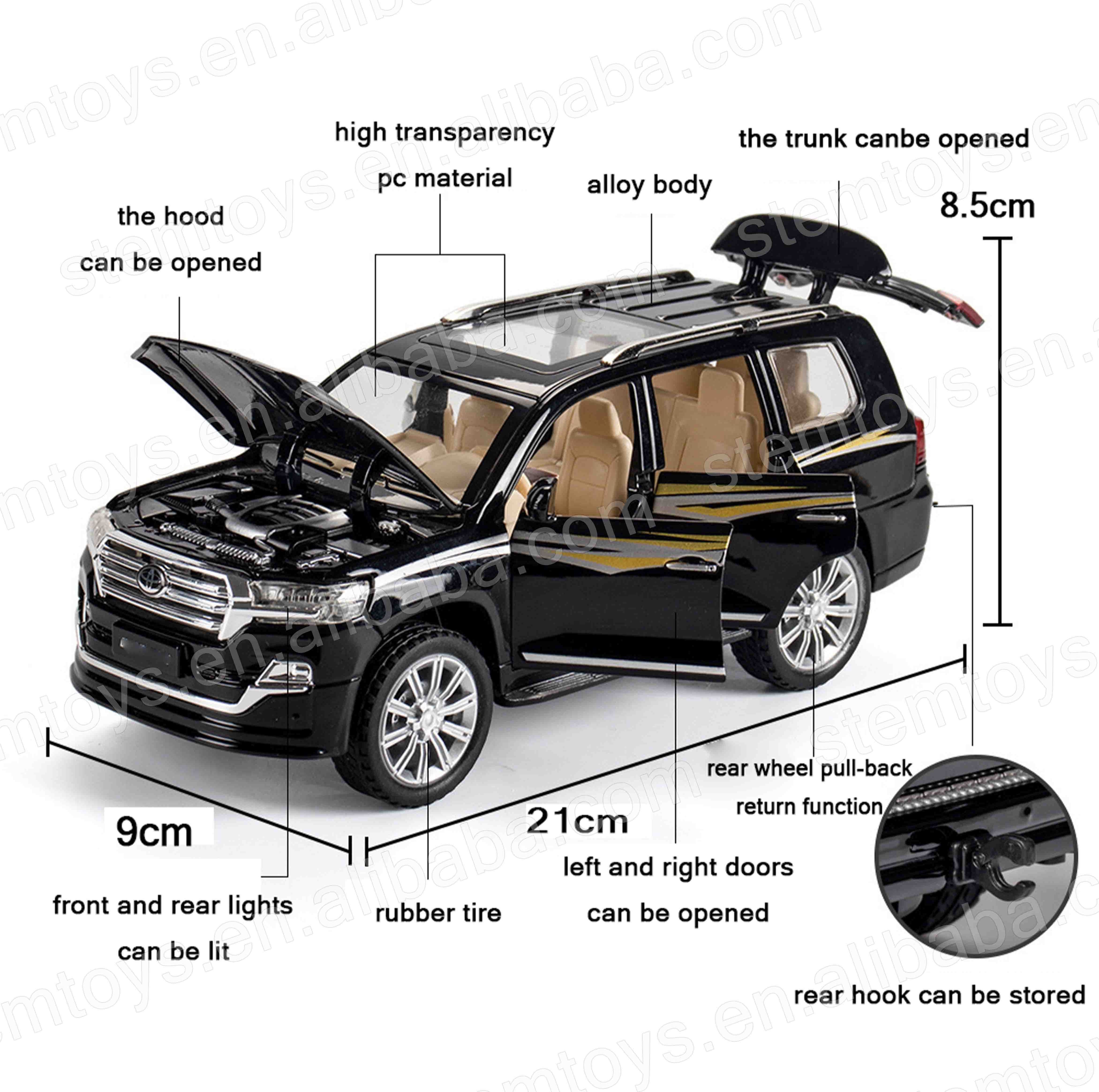 Genuine license 1:24  Land Cruiser Casting Alloy Car Model mini  Metal pull-back car model with light and sound children