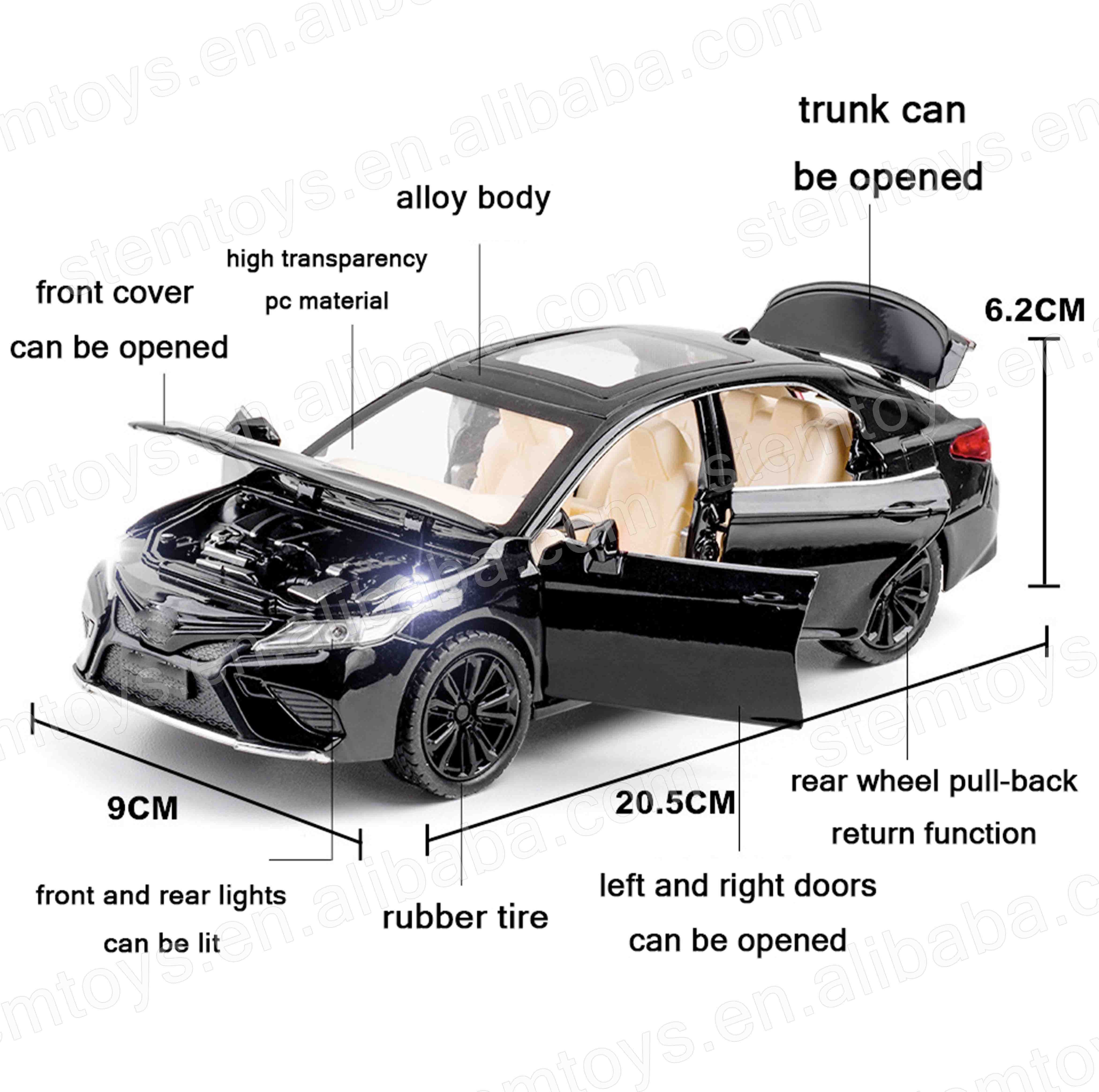 Hot sell 1:24 Camry Casting Alloy Car Model mini car Metal pull-back car model with light and sound children