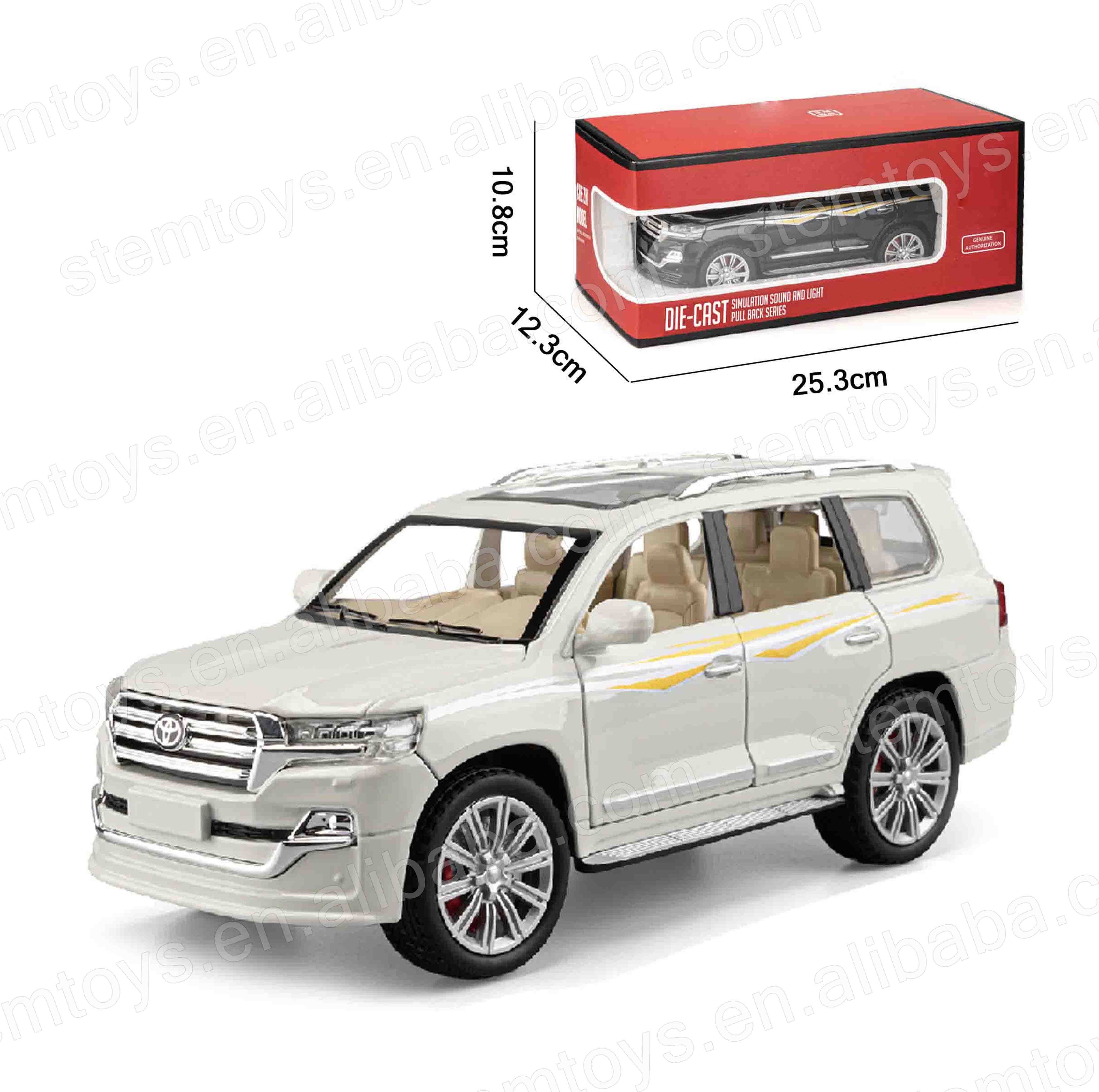 Genuine license 1:24  Land Cruiser Casting Alloy Car Model mini  Metal pull-back car model with light and sound children