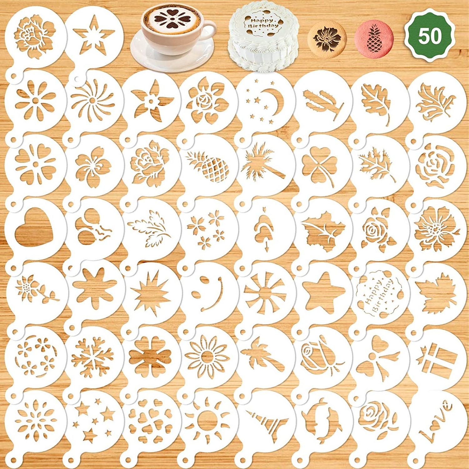 Plastic Cappuccino Good Quality  Coffee Decorating Stencil Die Cutting Plastic Coffee Stencil