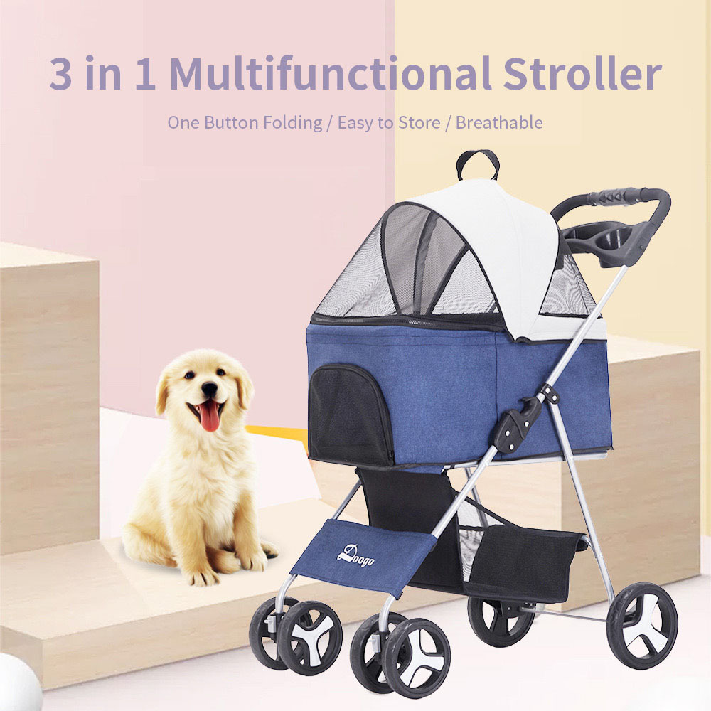 Pet multifunctional Stroller Detachable Basket Cabin Travel Carrier of Pets Easy to Fold Dog Stroller Breathable Dog Stroller