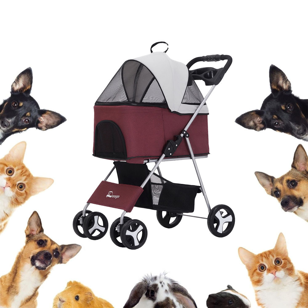 Pet multifunctional Stroller Detachable Basket Cabin Travel Carrier of Pets Easy to Fold Dog Stroller Breathable Dog Stroller