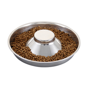 Pet Bowls & Feeders Nonslip Dog Food Bowl Stainless Steel Slow Portable Feeder Dog Bowl