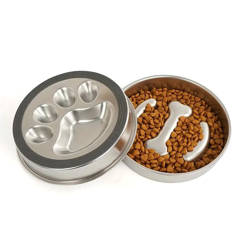 Good Quality Cheap Stainless Steel Slow Feeder Metal Pet Bowls Nonslip Dog Bowl Portable Feeder