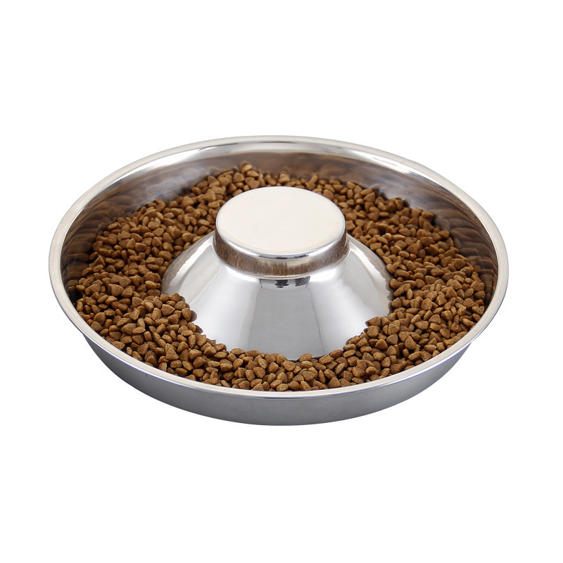 Good Quality Cheap Stainless Steel Slow Feeder Metal Pet Bowls Nonslip Dog Bowl Portable Feeder