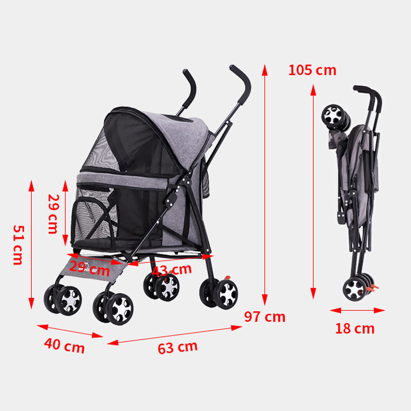 Pet Stroller Lightweight Cart Travel Carrier of Pets Easy to Fold Dog Stroller Breathable Easy Folding Dog Stroller