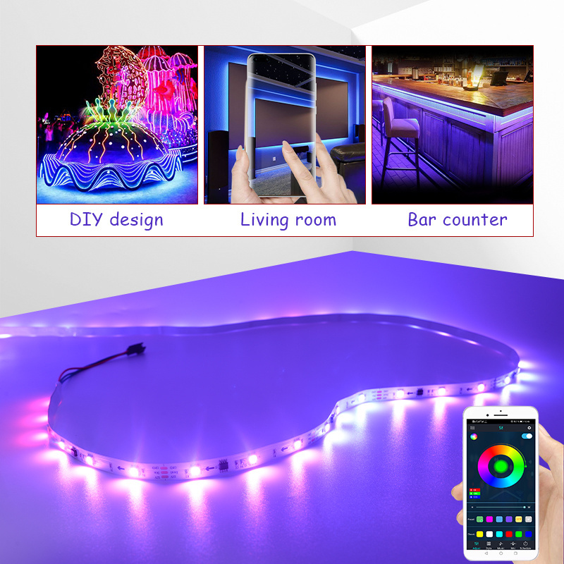 5M  LED Strip light with  bluetooth app sound control music light strip kit symphony music rgb strip light