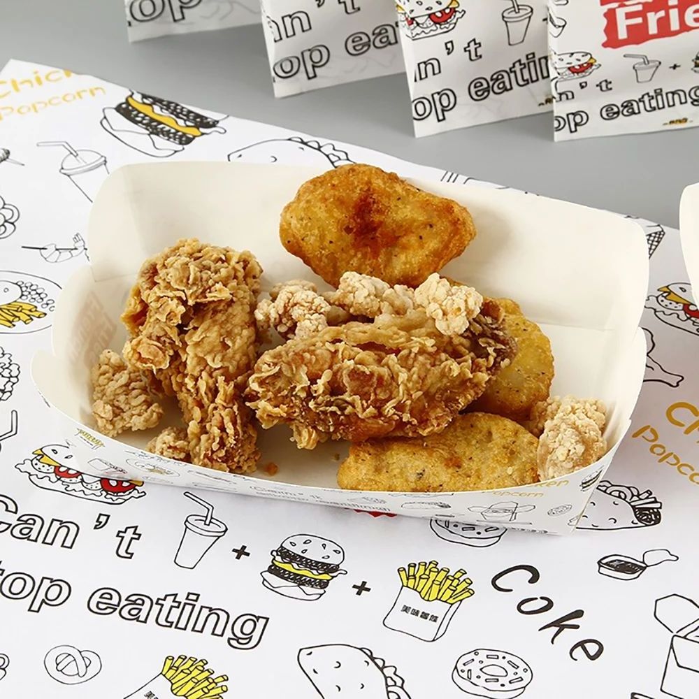 Custom Fast Food Packaging Take Out French Fried Chicken Wings Takeaway Lunch Paper Box