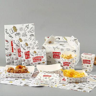 Custom Fast Food Packaging Take Out French Fried Chicken Wings Takeaway Lunch Paper Box