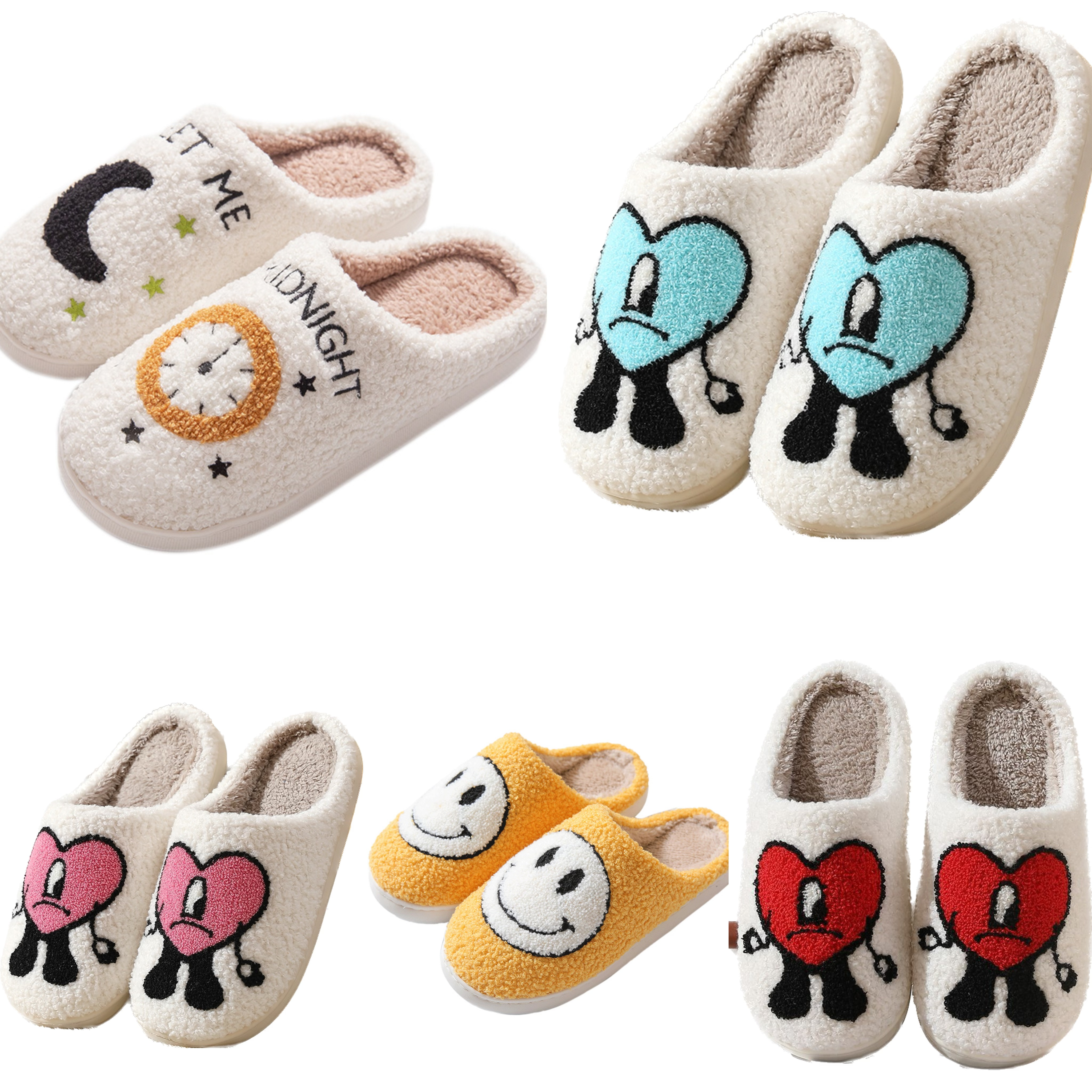 Funny Autumn Winter Women Flat Soft Man Shoes Halloween Ghost Pumpkin Smile Face Warm Home Slippers For Indoor Outdoor