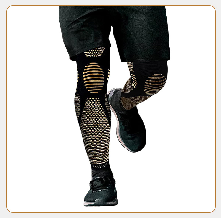 Knitting Copper Nylon Leg Sleeves Compression anti-slip elastic protection long Knee support